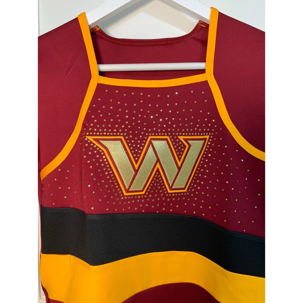 Washington Commanders Pro NFL Cheerleader Uniform Top Burgundy Gold Long Slv / M - Picture 4 of 12